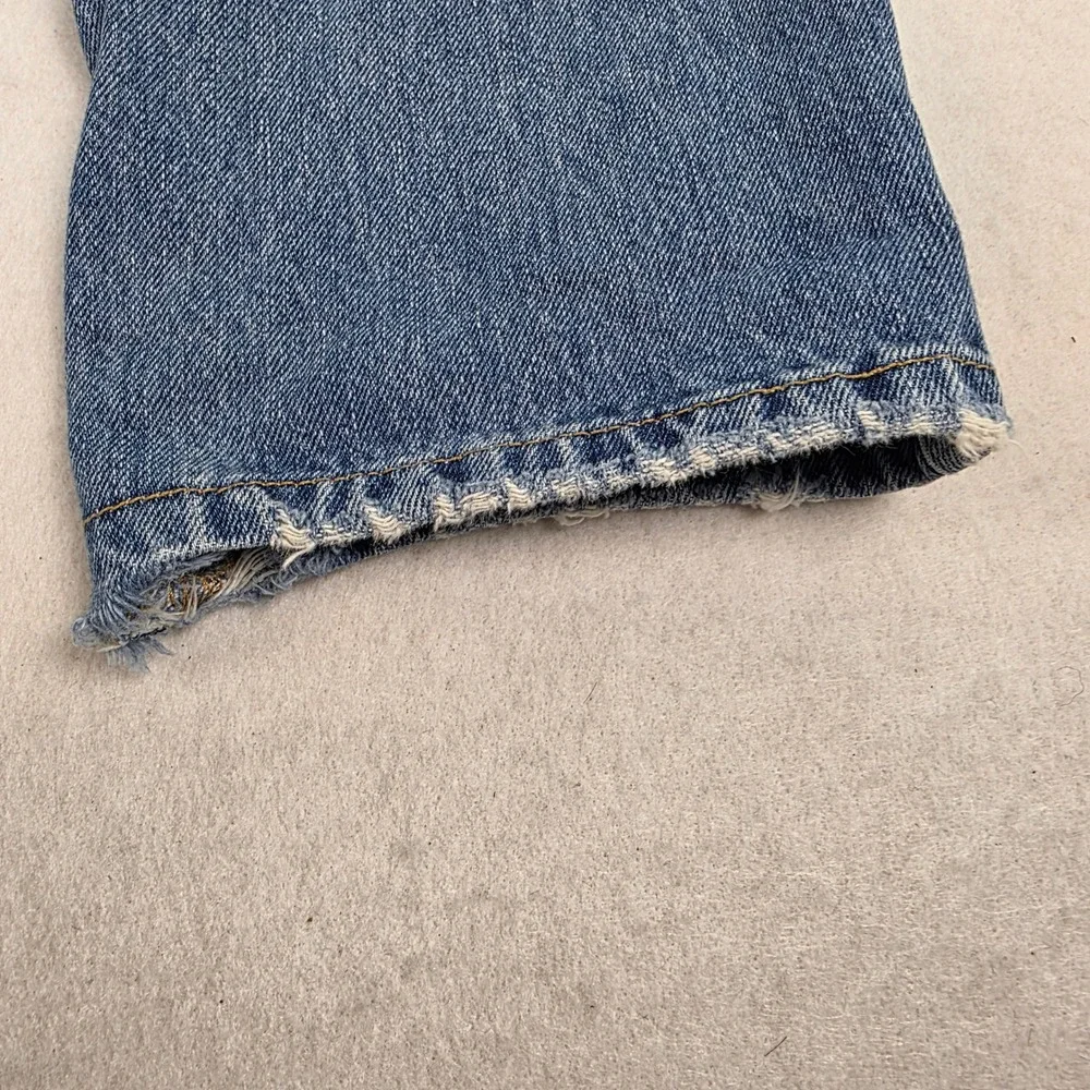 Good American Womens High Rise Straight Leg Distressed Jeans Blue‎ GV050T 6/28